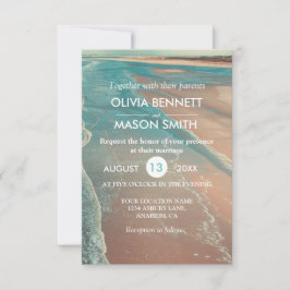 Moderne Fade Tropical Beach Sea Wedding Card Einladung