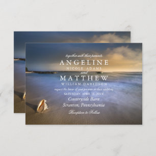Moderne Fade Tropical Beach Sea Wedding Card Einladung