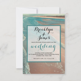 Moderne Fade Tropical Beach Sea Wedding Card Einladung