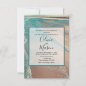 Moderne Fade Tropical Beach Sea Wedding Card Einladung (Vorderseite)