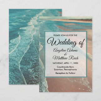 Moderne Fade Tropical Beach Sea Wedding Card Einladung