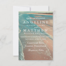 Moderne Fade Tropical Beach Sea Wedding Card Einladung