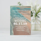 Moderne Fade Tropical Beach Sea Wedding Card Einladung (Stehend Vorderseite)