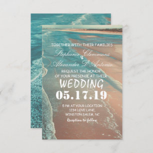 Moderne Fade Tropical Beach Sea Wedding Card Einladung