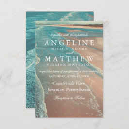 Moderne Fade Tropical Beach Sea Wedding Card Einladung