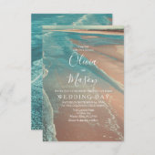 Moderne Fade Tropical Beach Sea Wedding Card Einladung (Vorne/Hinten)