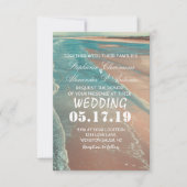 Moderne Fade Tropical Beach Sea Wedding Card Einladung (Vorderseite)