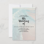 Moderne Fade Tropical Beach Sea Wedding Card Einladung (Vorderseite)