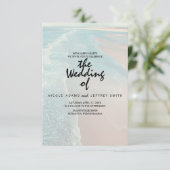 Moderne Fade Tropical Beach Sea Wedding Card Einladung (Stehend Vorderseite)