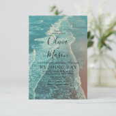 Moderne Fade Tropical Beach Sea Wedding Card Einladung (Stehend Vorderseite)