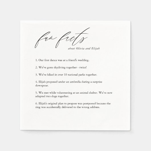 Moderne Fakten zum Skriptspass mit Napkins Hochzei Serviette (Vorderseite)