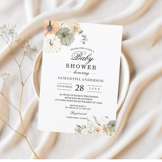 Moderne Fall Baby Dusche | Wasserfarbe Einladung