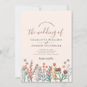Moderne Fall-Boho-Wildblumen laden zu Hochzeiten e Einladung (Vorderseite)