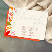 Moderne Fall Bright Floral Einfache Elfenbeinhochz Dankeskarte