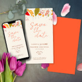 Moderne Fall Bright Floral Einfache Elfenbeinhochz Save The Date