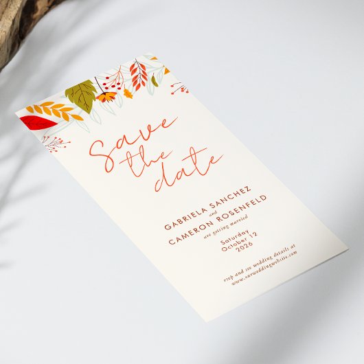 Moderne Fall Bright Floral Einfache Elfenbeinhochz Save The Date