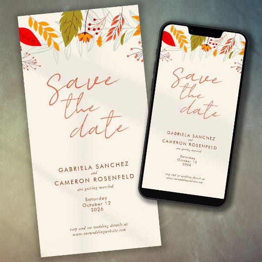 Moderne Fall Bright Floral Einfache Elfenbeinhochz Save The Date