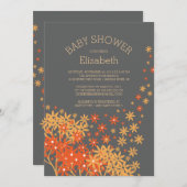 Moderne Fall Floral Baby Dusche Einladung (Vorne/Hinten)