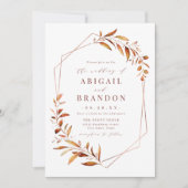 Moderne Fall Greenery Geometric Rustic Wedding Inv Einladung (Vorderseite)