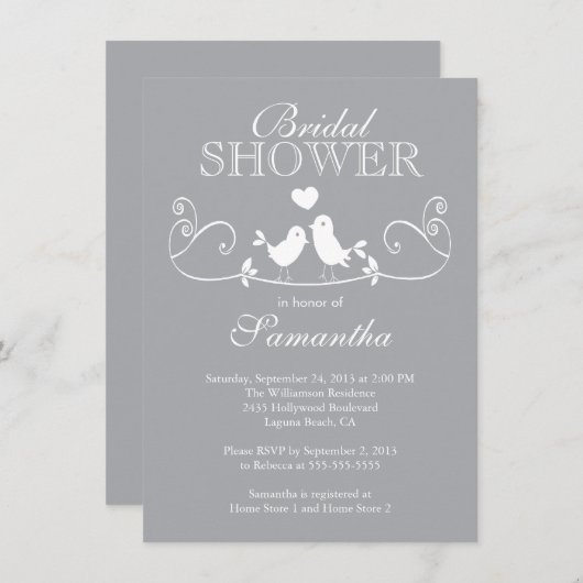 Moderne Fall-Liebe-Vogel-Brautparty-Einladung Einladung (Vorne/Hinten)