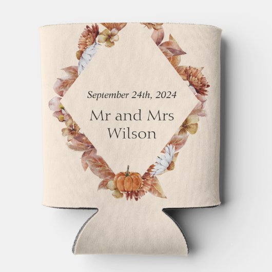 Moderne Fall Orange BOHO Hochzeit Dosenkühler (Rückseite)