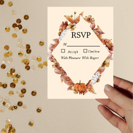 Moderne Fall Orange BOHO Wedding RSVP Card Einladung