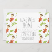 Moderne Fallbäume und Acorn Housewarming Party Einladung (Vorderseite)