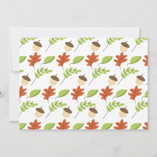 Moderne Fallbäume und Acorn Housewarming Party Einladung (Rückseite)