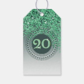 Moderne, fallende, grüne Glitter 20. Geburtstag Geschenkanhänger (Rückseite)