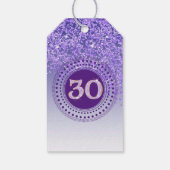 Moderne fallende lila Glitter 30. Geburtstag Geschenkanhänger (Rückseite)