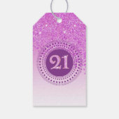 Moderne fallende rosa Glitter 21. Geburtstag Geschenkanhänger (Rückseite)
