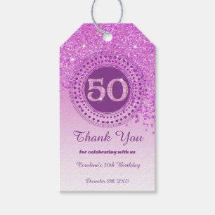 Moderne Fallende Rosa Glitter 50. Geburtstag Geschenkanhänger