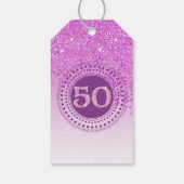 Moderne Fallende Rosa Glitter 50. Geburtstag Geschenkanhänger (Rückseite)
