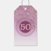 Moderne fallende Rose Gold Glitter 50. Geburtstag Geschenkanhänger (Rückseite)
