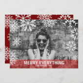 Moderne Fallende Schneeflocken Rotes FOTO Feiertagskarte (Vorne/Hinten)