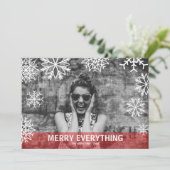 Moderne Fallende Schneeflocken Rotes FOTO Feiertagskarte (Stehend Vorderseite)