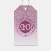 Moderne Falling Rose Gold Glitter 20. Geburtstag Geschenkanhänger (Rückseite)