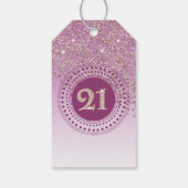 Moderne Falling Rose Gold Glitter 21. Geburtstag Geschenkanhänger (Rückseite)