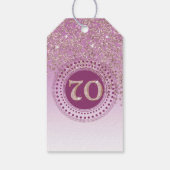 Moderne Falling Rose Gold Glitzer 70. Geburtstag Geschenkanhänger (Rückseite)