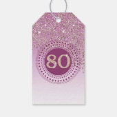 Moderne Falling Rose Gold Glitzer 80. Geburtstag Geschenkanhänger (Rückseite)
