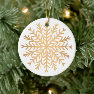 Moderne falsche Gold-Schneeflocken-Weihnachtsdekor Keramik Ornament