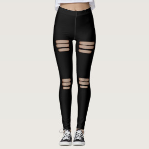 Moderne falsche zerrissene schwarze leggings