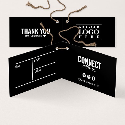 Moderne Faltschachtel-Black Hang-Tag-Karte