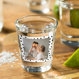 Moderne Familenfoto- & Schwarze Punkte-Schönheitsg Schnapsglas