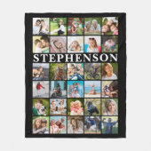 Moderne Familie 30 Foto Collage Black Fleecedecke (Vorderseite)