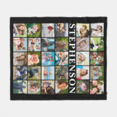 Moderne Familie 30 Foto Collage Black Fleecedecke (Vorderseite (Horizontal))