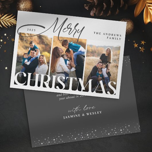 Moderne Familie 3 Foto Collage Weihnachten