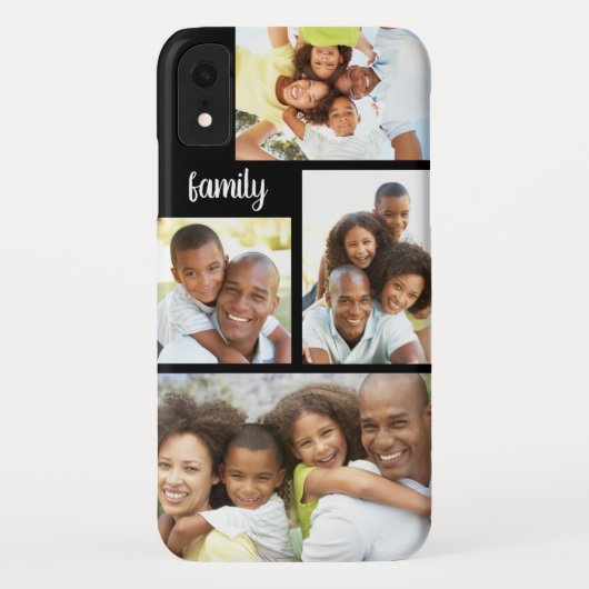 Moderne Familie 4 Foto Collage Trendy Black Case-Mate iPhone Hülle (Rückseite)