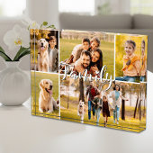 Moderne Familie 5 Foto Collage Script Herz