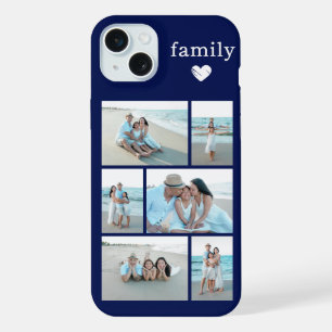 Moderne Familie 6 Foto Navy Blau iPhone 15 Plus Hülle